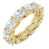 14K Gold Oval Natural Diamond Sculptural Eternity Band - 6x4mm Stones - Yellow Gold
