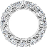 14K Gold Oval Natural Diamond Sculptural Eternity Band - 6x4mm Stones - White Gold - view 2