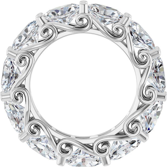 14K Gold Oval Natural Diamond Sculptural Eternity Band - 6x4mm Stones - White Gold - view 2