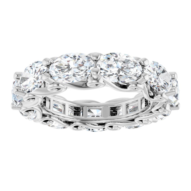 Platinum Oval Lab-Grown Diamond Sculptural Eternity Band - 6x4mm Stones - view 3