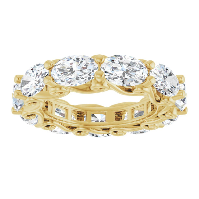 14K Gold Oval Lab-Grown Diamond Sculptural Eternity Band - 6x4mm Stones - Yellow Gold - view 3