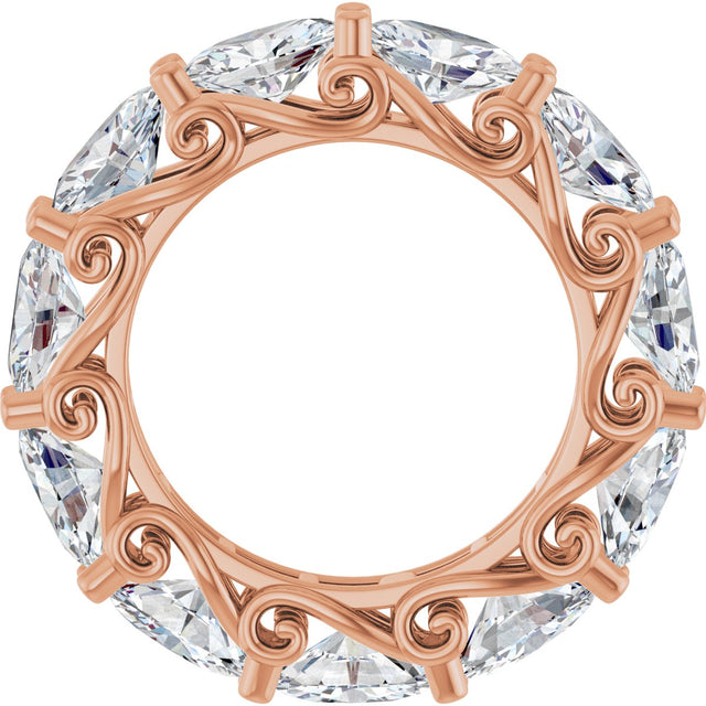 14K Gold Oval Lab-Grown Diamond Sculptural Eternity Band - 6x4mm Stones - Rose Gold - view 2