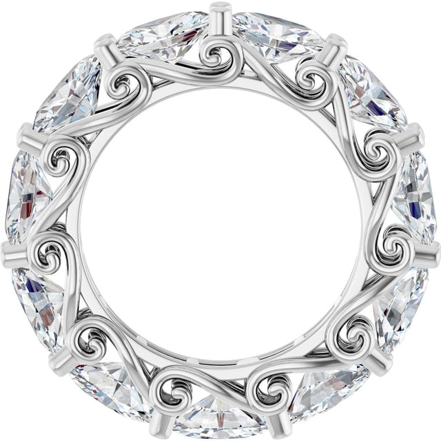 14K Gold Oval Lab-Grown Diamond Sculptural Eternity Band - 6x4mm Stones - White Gold - view 2