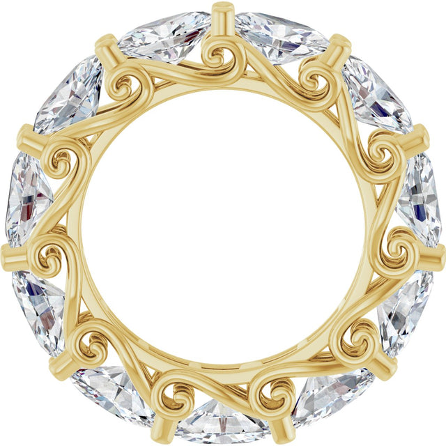 14K Gold Oval Lab-Grown Diamond Sculptural Eternity Band - 6x4mm Stones - Yellow Gold - view 2