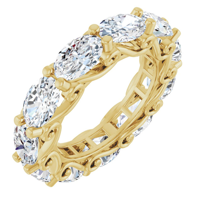14K Gold Oval Lab-Grown Diamond Sculptural Eternity Band - 6x4mm Stones - Yellow Gold