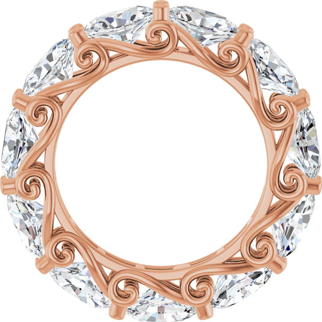14K Gold Oval Lab-Grown Diamond Sculptural Eternity Band - 6x4mm Stones - Rose Gold - view 2