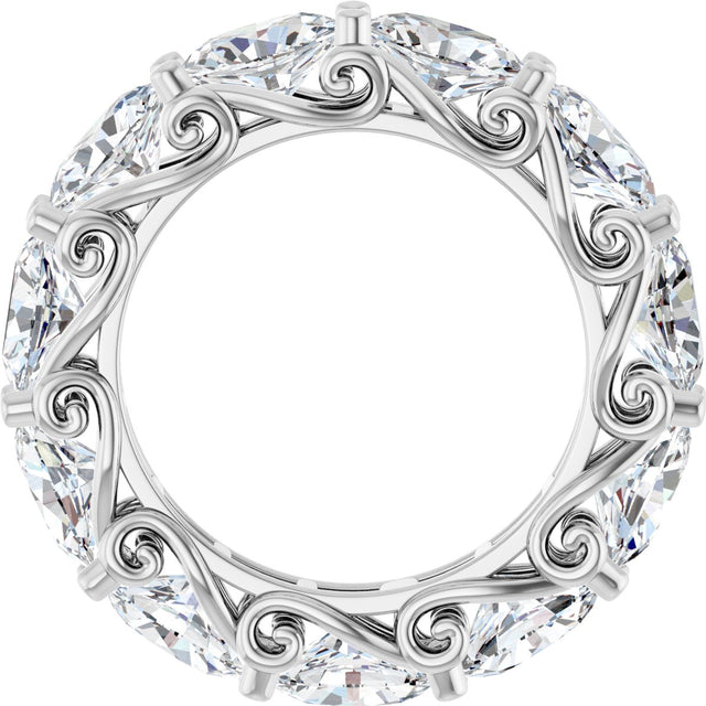 Platinum Oval Lab-Grown Diamond Sculptural Eternity Band - 6x4mm Stones - view 2