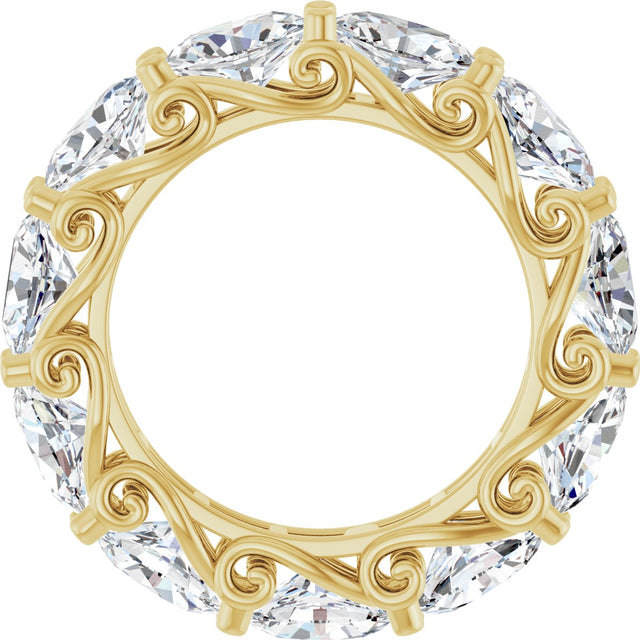 14K Gold Oval Lab-Grown Diamond Sculptural Eternity Band - 6x4mm Stones - Yellow Gold - view 2