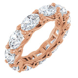 14K Gold Oval Natural Diamond Sculptural Eternity Band - 6x4mm Stones - Rose Gold