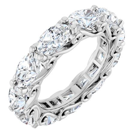 14K Gold Oval Lab-Grown Diamond Sculptural Eternity Band - 6x4mm Stones - White Gold