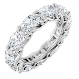 Platinum Oval Natural Diamond Sculptural Eternity Band - 6x4mm Stones