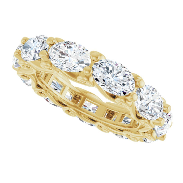 14K Gold Oval Lab-Grown Diamond Sculptural Eternity Band - 6x4mm Stones - Yellow Gold - view 5