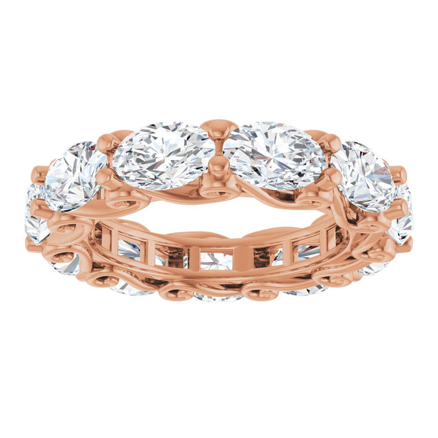 14K Gold Oval Lab-Grown Diamond Sculptural Eternity Band - 6x4mm Stones - Rose Gold - view 3