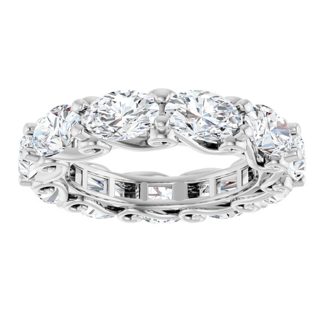 14K Gold Oval Lab-Grown Diamond Sculptural Eternity Band - 6x4mm Stones - White Gold - view 3