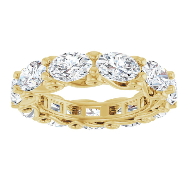 14K Gold Oval Lab-Grown Diamond Sculptural Eternity Band - 6x4mm Stones - Yellow Gold - view 3