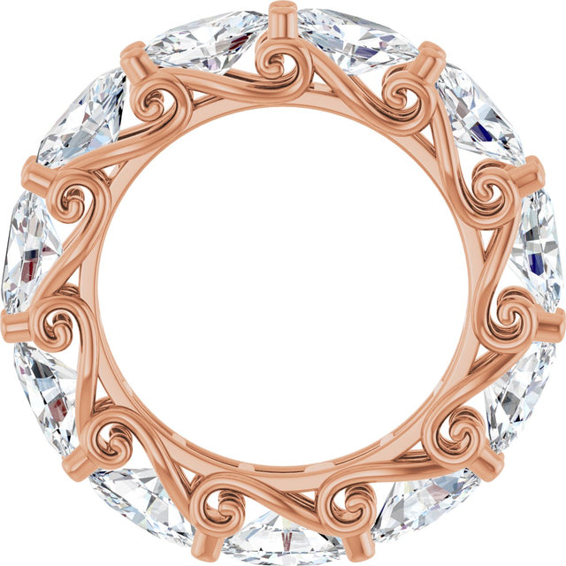 14K Gold Oval Lab-Grown Diamond Sculptural Eternity Band - 6x4mm Stones - Rose Gold - view 2