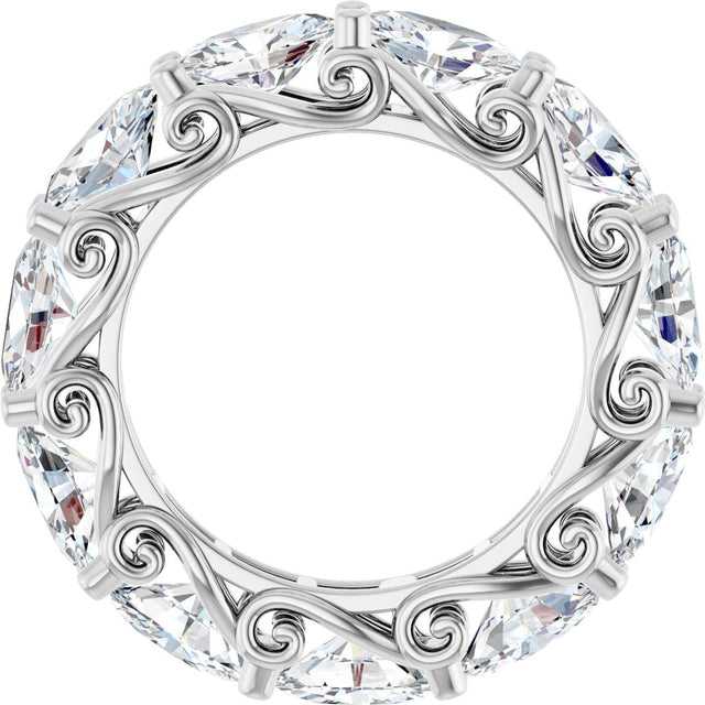 14K Gold Oval Lab-Grown Diamond Sculptural Eternity Band - 6x4mm Stones - White Gold - view 2