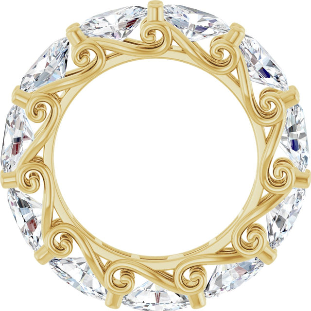 14K Gold Oval Lab-Grown Diamond Sculptural Eternity Band - 6x4mm Stones - Yellow Gold - view 2