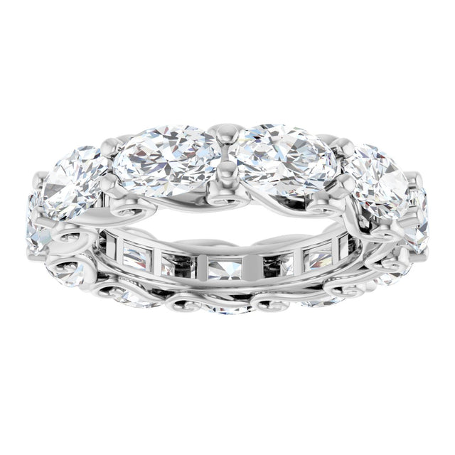 Platinum Oval Lab-Grown Diamond Sculptural Eternity Band - 6x4mm Stones - view 3