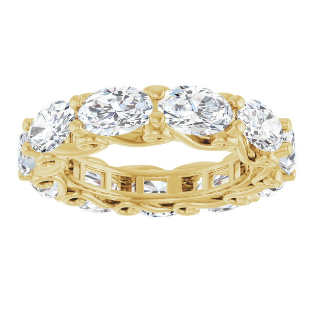 14K Gold Oval Lab-Grown Diamond Sculptural Eternity Band - 6x4mm Stones - Yellow Gold - view 3