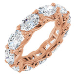 14K Gold Oval Natural Diamond Sculptural Eternity Band - 6x4mm Stones - Rose Gold