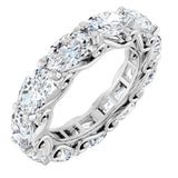 Platinum Oval Natural Diamond Sculptural Eternity Band - 6x4mm Stones