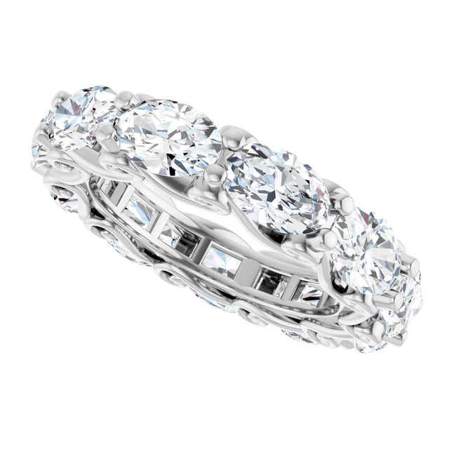 14K Gold Oval Lab-Grown Diamond Sculptural Eternity Band - 6x4mm Stones - White Gold - view 5