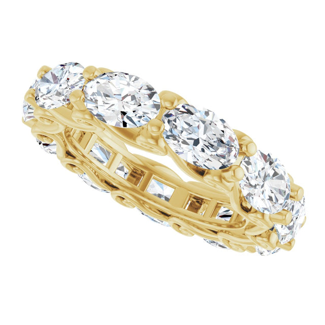 14K Gold Oval Lab-Grown Diamond Sculptural Eternity Band - 6x4mm Stones - Yellow Gold - view 5