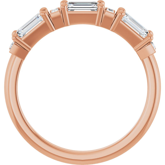 14K Gold Emerald Lab-Grown Diamond Anniversary Band - 9/10-2 1/2 CTW - Rose Gold - view 7