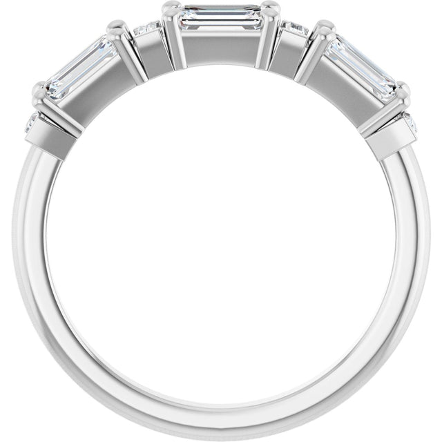 14K Gold Emerald Lab-Grown Diamond Anniversary Band - 9/10-2 1/2 CTW - White Gold - view 7