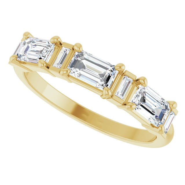 14K Gold Emerald Lab-Grown Diamond Anniversary Band - 9/10-2 1/2 CTW - Yellow Gold - view 10