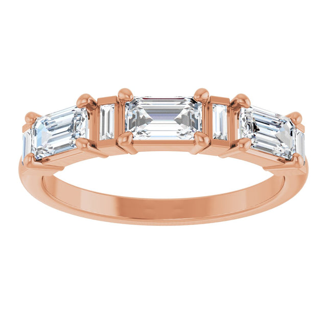 14K Gold Emerald Lab-Grown Diamond Anniversary Band - 9/10-2 1/2 CTW - Rose Gold - view 8
