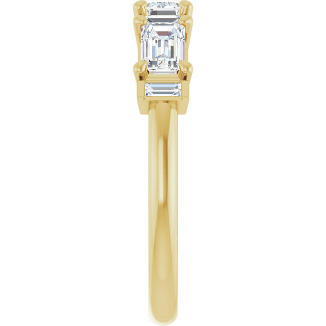 14K Gold Emerald Lab-Grown Diamond Anniversary Band - 9/10-2 1/2 CTW - Yellow Gold - view 9