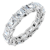 14K Gold Emerald Lab-Grown Diamond Sculptural Eternity Band - 5x3.5mm Stones - White Gold