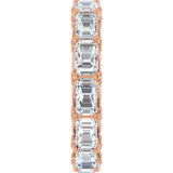 14K Gold Emerald Natural Diamond Sculptural Eternity Band - 5x3.5mm Stones - Rose Gold - view 4