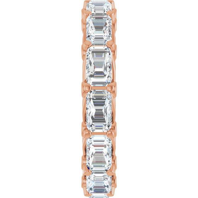 14K Gold Emerald Lab-Grown Diamond Sculptural Eternity Band - 5x3.5mm Stones - Rose Gold - view 4