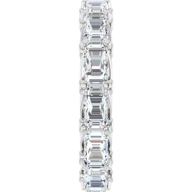 14K Gold Emerald Natural Diamond Sculptural Eternity Band - 5x3.5mm Stones - White Gold - view 4
