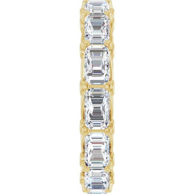 14K Gold Emerald Natural Diamond Sculptural Eternity Band - 5x3.5mm Stones - Yellow Gold - view 4