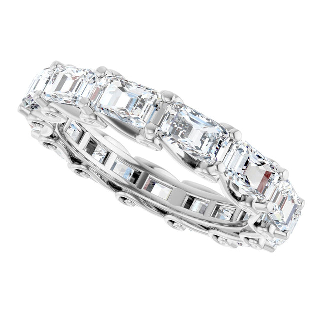 Platinum Emerald Lab-Grown Diamond Sculptural Eternity Band - 5x3.5mm Stones - view 5