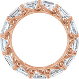 14K Gold Emerald Lab-Grown Diamond Sculptural Eternity Band - 5x3.5mm Stones - Rose Gold - view 2