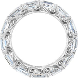 Platinum Emerald Natural Diamond Sculptural Eternity Band - 5x3.5mm Stones - view 2