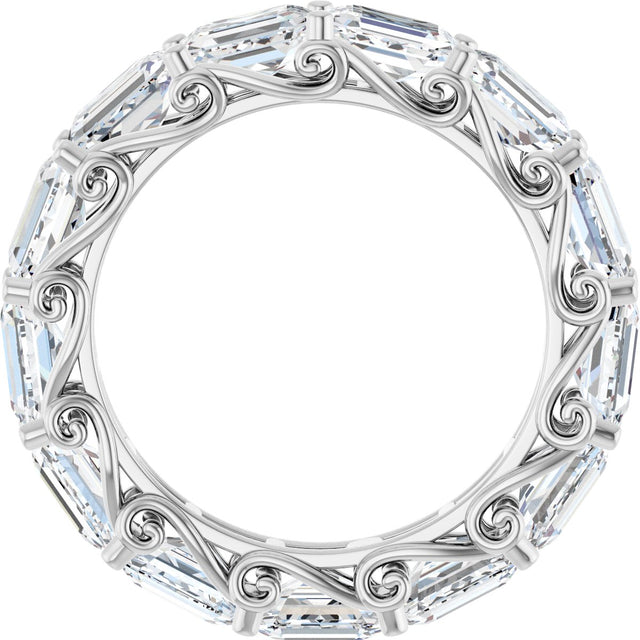 Platinum Emerald Lab-Grown Diamond Sculptural Eternity Band - 5x3.5mm Stones - view 2
