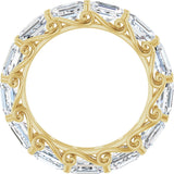 14K Gold Emerald Natural Diamond Sculptural Eternity Band - 5x3.5mm Stones - Yellow Gold - view 2