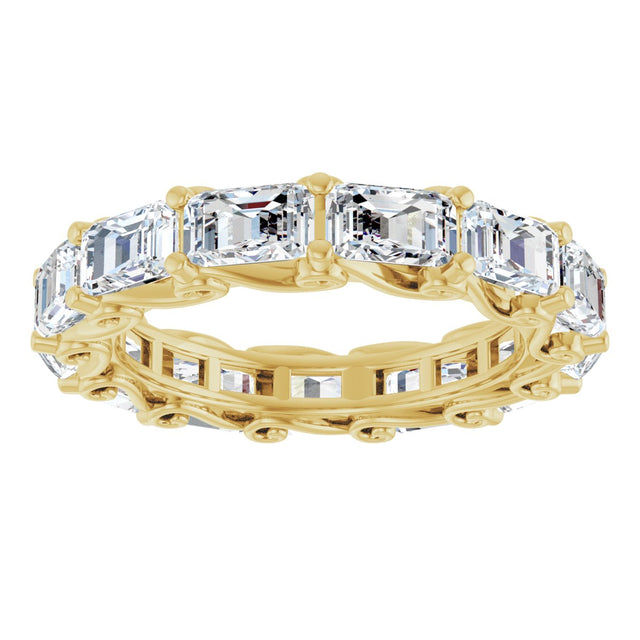 14K Gold Emerald Lab-Grown Diamond Sculptural Eternity Band - 5x3.5mm Stones - Yellow Gold - view 3