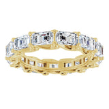 14K Gold Emerald Natural Diamond Sculptural Eternity Band - 5x3.5mm Stones - Yellow Gold - view 3