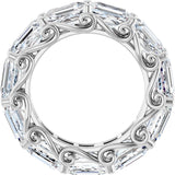 14K Gold Emerald Lab-Grown Diamond Sculptural Eternity Band - 5.8x4.2mm Stones - White Gold - view 2