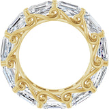 14K Gold Emerald Lab-Grown Diamond Sculptural Eternity Band - 5.8x4.2mm Stones - Yellow Gold - view 2