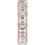 14K Gold Emerald Lab-Grown Diamond Sculptural Eternity Band - 5.8x4.2mm Stones - Rose Gold - view 4