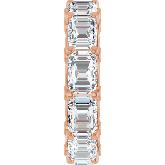 14K Gold Emerald Lab-Grown Diamond Sculptural Eternity Band - 5.8x4.2mm Stones - Rose Gold - view 4