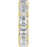 14K Gold Emerald Natural Diamond Sculptural Eternity Band - 5.8x4.2mm Stones - Yellow Gold - view 4